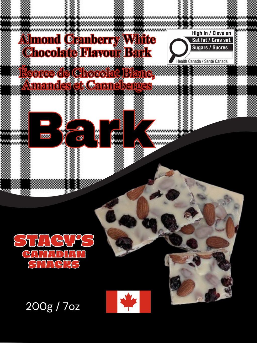 White Chocolate Almond Cranberry Bark 2 x200g Bag