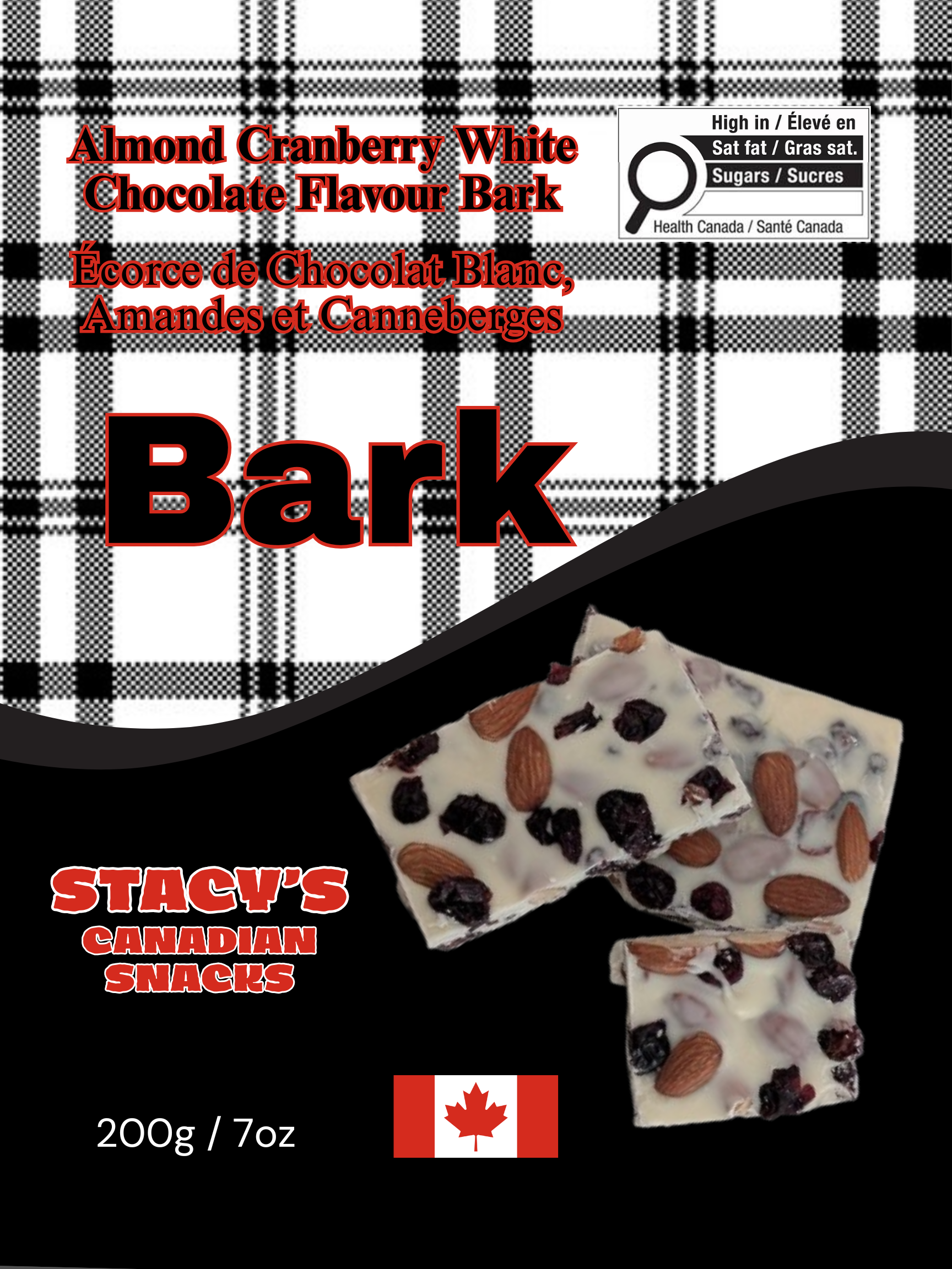 White Chocolate Almond Cranberry Bark 2 x200g Bag